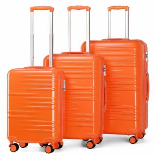 Oranžová sada plastových kufrov s TSA zámkom &quot;Panzer&quot; - veľ. M, L, XL