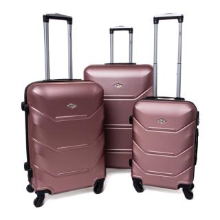 Ružová sada 3 luxusných ľahkých plastových kufrov &quot;Luxury&quot; - veľ. M, L, XL