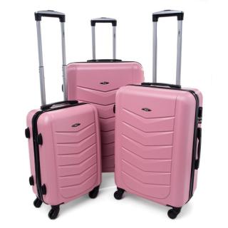 Ružová sada 3 odolných elegantných plastových kufrov &quot;Armor&quot; - veľ. M, L, XL