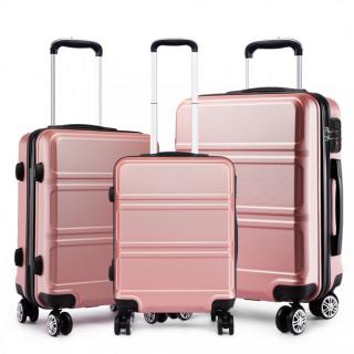 Ružová sada luxusných kufrov s TSA zámkom &quot;Travelmania&quot; - veľ. M, L, XL