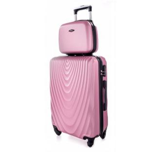 Ružová sada (taška+kufor) škrupinových kufrov &quot;Motion&quot; - veľ. XL+S