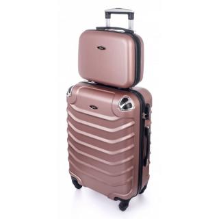 Ružová sada (taška+kufor) škrupinových kufrov &quot;Premium&quot; - veľ. L+S