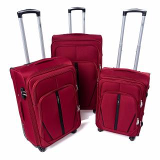 Tmavočervená sada 3 nepremokavých kufrov &quot;Practical&quot; + expander - veľ. M, L, XL