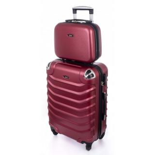 Tmavočervená sada (taška+kufor) škrupinových kufrov &quot;Premium&quot; - veľ. L+S