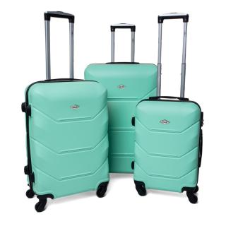 Zelená sada 3 luxusných ľahkých plastových kufrov &quot;Luxury&quot; - veľ. M, L, XL