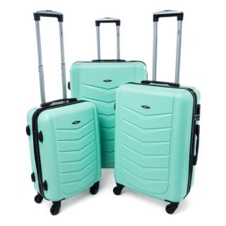 Zelená sada 3 odolných elegantných plastových kufrov &quot;Armor&quot; - veľ. M, L, XL