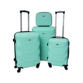 Zelená sada 4 luxusných ľahkých plastových kufrov &quot;Luxury&quot; - veľ. S, M, L, XL