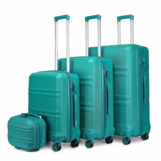 Zelená sada luxusných kufrov s TSA zámkom &quot;Travelmania&quot; - veľ. S, M, L, XL