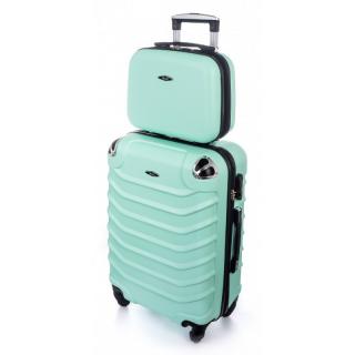 Zelená sada (taška+kufor) škrupinových kufrov &quot;Premium&quot; - veľ. L+S