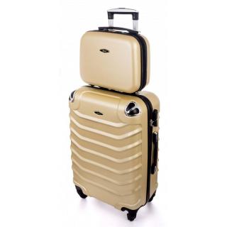 Zlatá sada (taška+kufor) škrupinových kufrov &quot;Premium&quot; - veľ. L+S