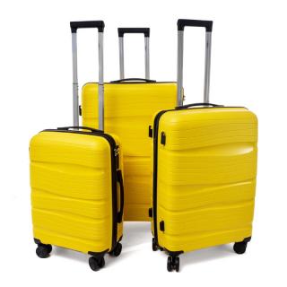 Žltá sada 3 luxusných škrupinových kufrov &quot;Royal&quot; - veľ. M, L, XL