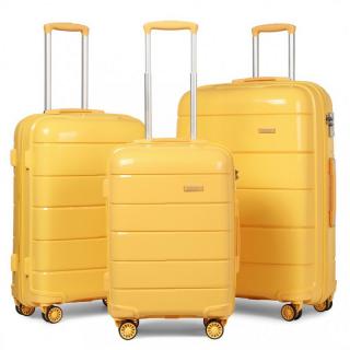 Žltá sada 3 odolných škrupinových kufrov &quot;Solid&quot; - veľ. M, L, XL