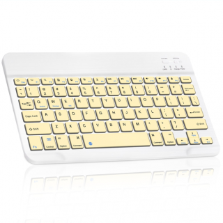 Bezdrôtová klávesnica pre iMac, PC, notebooky, tablety, telefóny - bielo-žltá