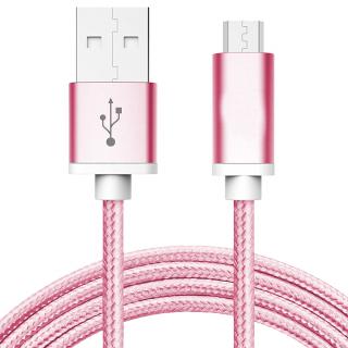Synchronizačný a nabíjací kábel Micro USB - 1,5m - Svetlo ružový