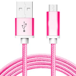 Synchronizačný a nabíjací kábel Micro USB - 1,5m - Tmavo ružový