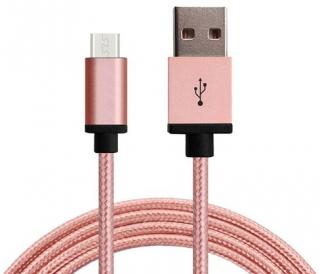 Synchronizačný a nabíjací kábel Micro USB - 1,8m - Svetlo ružový