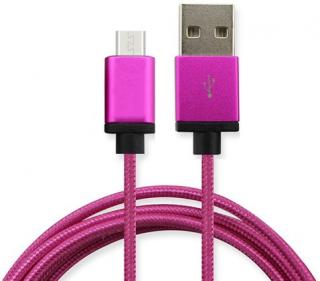 Synchronizačný a nabíjací kábel Micro USB - 1,8m - Tmavo ružový