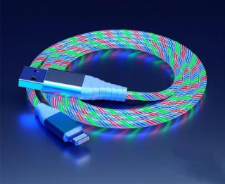 USB-lightning rýchlo nabíjačka s LED podsvietením - multicolor