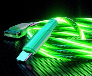 USB-lightning rýchlo nabíjačka s LED podsvietením - zelená