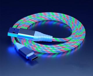 USB-USC-C rýchlo nabíjačka s LED podsvietením - multicolor