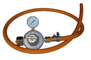 Regulátor tlaku plynu s hadicou a manometrom SELL (0,5 - 4 bary)