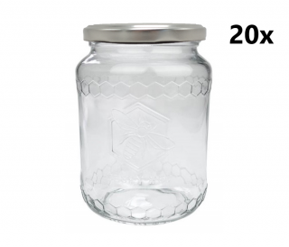 Zavařovací sklenice 770 ml ČESKÝ MED čirá 20 ks VČETNĚ STŘÍBRNÝCH VÍČEK Počet kusov v balenie: 20