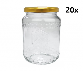 Zavařovací sklenice 770 ml ČESKÝ MED čirá 20 ks VČETNĚ ZLATÝCH VÍČEK Počet kusov v balenie: 20