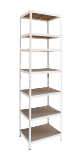 Policový regál 200x60x40, 4-7 políc Farba: Biela, Počet polic: 7 políc