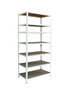 Policový regál 200x80x50, 4-7 políc Farba: Biela, Počet polic: 7 políc
