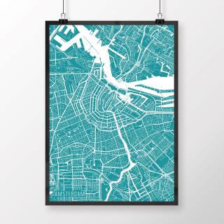 AMSTERDAM, minimalistický, tyrkysový