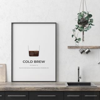 COLD BREW, minimalistický print biely