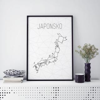 JAPONSKO, minimalistická mapa