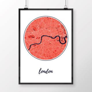 LONDÝN, okrúhly, červený