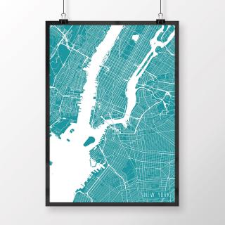 NEW YORK, minimalistický, tyrkysový