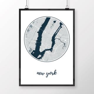 NEW YORK, okrúhly, svetlomodrý