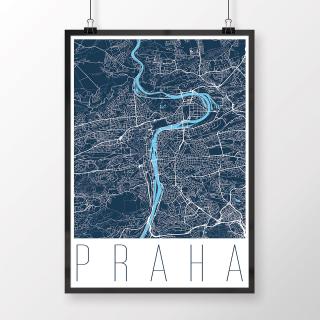 PRAHA, moderná, tmavomodrá