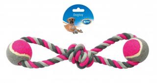 Hračka DUVO+ Kruh dvojitý s 2 tenisovými loptami bavlna 38 cm