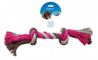 Hračka DUVO+ Lano s 2 uzlami na ťahanie ružovo-šedo-biele XXLarge 45 cm