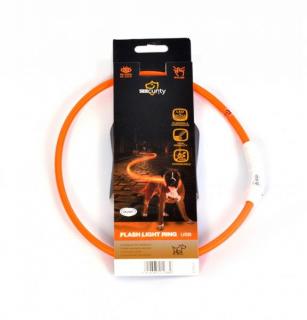 Obojok DUVO+ LED Svietiaci dog oranžový nylonový 45 cm