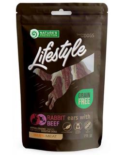 Pamlsok Natures P Lifestyle dog dried rabbit ears with beef 12x75 g