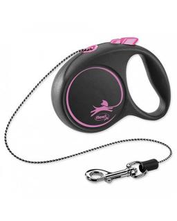 Vodítko Flexi Black Design lanko XS 3 m ružové (do 8 kg)