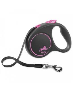 Vodítko Flexi Black Design páska L 5 m ružové (do 50 kg)