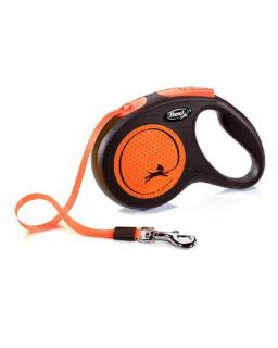Vodítko Flexi New Neon páska S 5 m oranžové (do 15 kg)