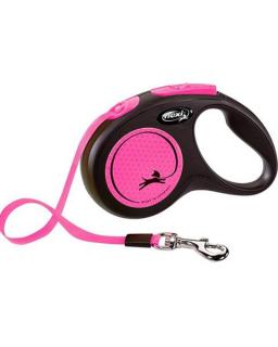 Vodítko Flexi New Neon páska S 5 m ružové (do 15 kg)