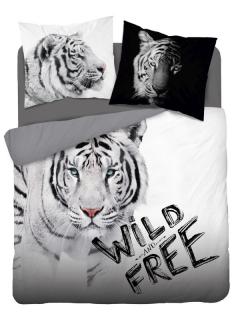 DETEXPOL Francúzske obliečky Biely Tiger Wild Free  Bavlna, 220/200 cm