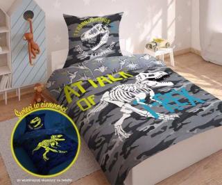 DETEXPOL Obliečky Dinosaurus T-rex svietiace Bavlna, 140/200, 70/80 cm