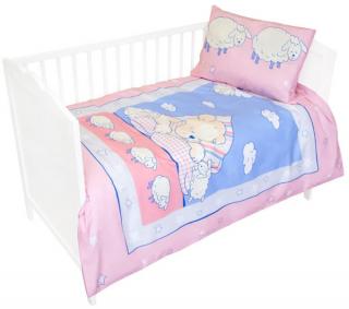 Detexpol Obliečky do postieľky méďa a ovce ružové bavlna 100/135, 40/60 cm