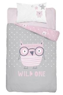 DETEXPOL Obliečky do postieľky Múdra Sova pink Bavlna, 100/135, 40/60 cm
