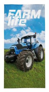 DETEXPOL Osuška Traktor blue farm  Bavlna Froté, 70/140 cm