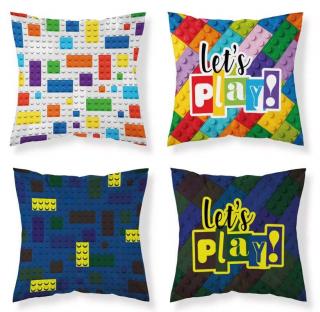 DETEXPOL Svietiace obliečka na vankúšik Kocky play Bavlna, 40/40 cm